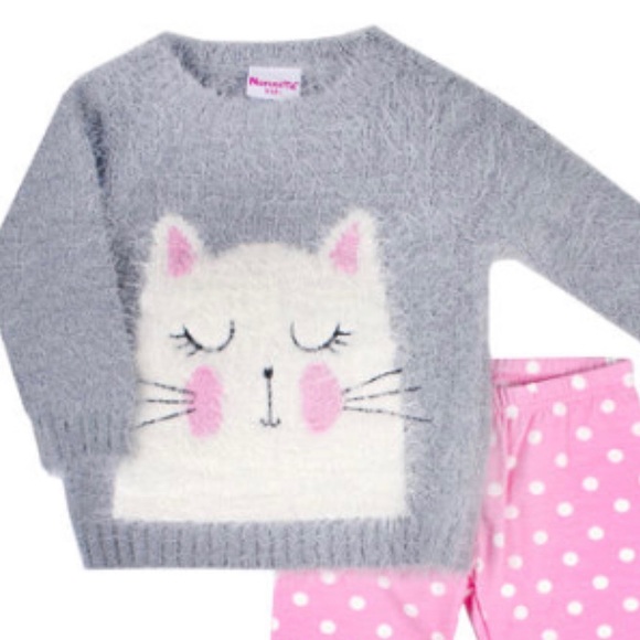 Nannette Kitty Cat Sweater & Polka Dot Leggings - Picture 2 of 2